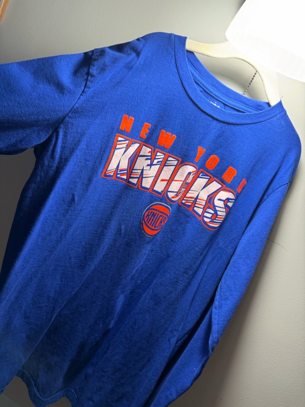 NBA Royal Blue New York Knicks Long Sleeve Tee with Orange Logo